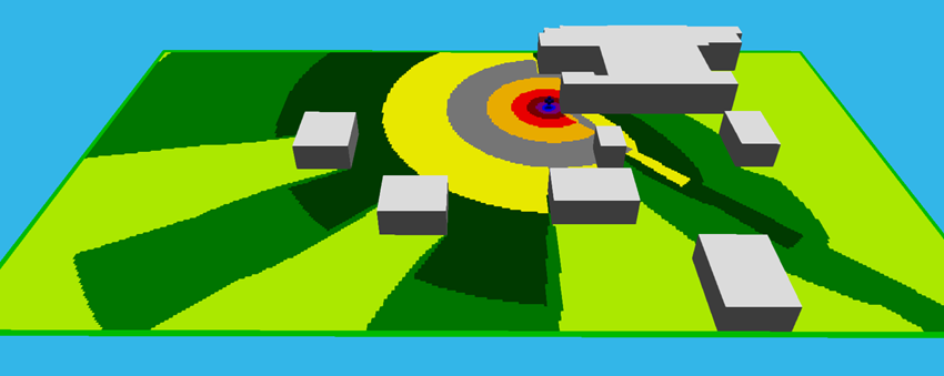 Noise_cropped.png A SCREENSHOT OF A CADNA/A SOUND LEVEL OUTPUT/MODEL USED AT LEA.