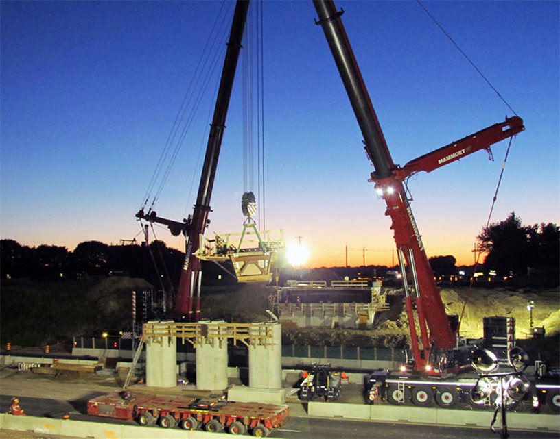 A crane lift being performed during a construction assignment.