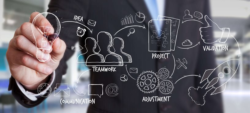 A stock image demonstrating the phases of an institutional strengthening project.