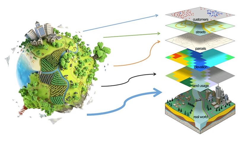 A stock image displaying the layers of GIS mapping.