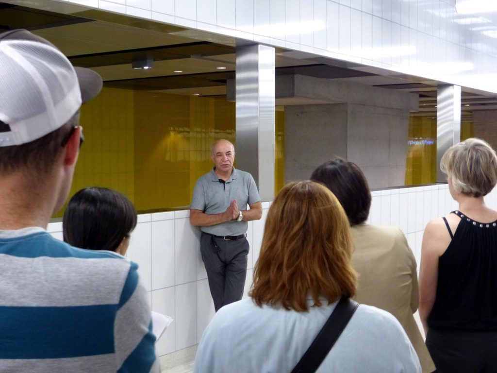 LEA employee giving a guided tour of Finch West station.