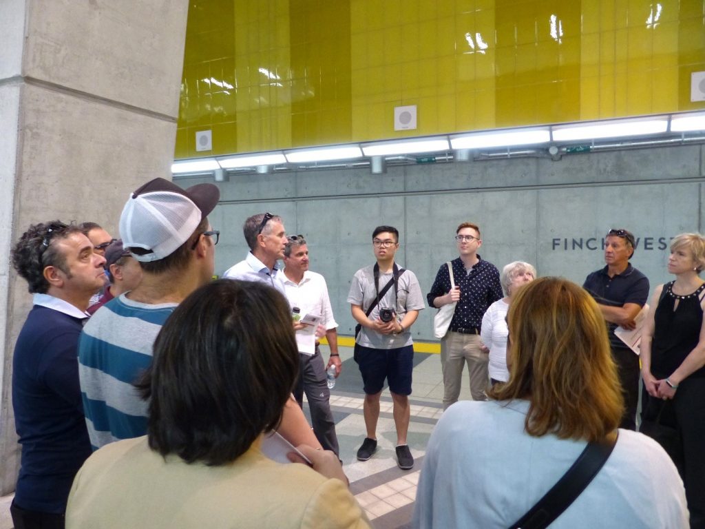 LEA employee giving a guided tour of Finch West station.