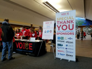 Thank you sign showing sponsors of the VOICE conference.