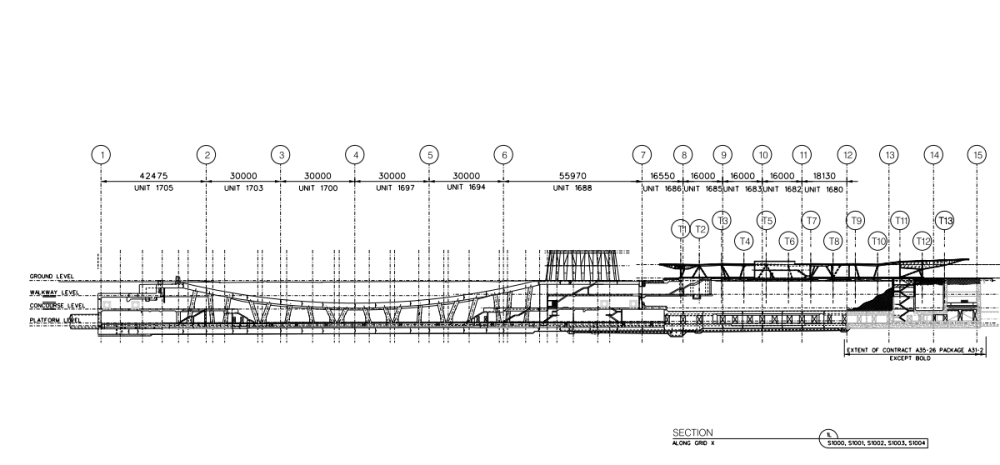 Structural drawing of Pioneer Village Station.